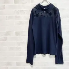 【Lespoir レスポワール】　長袖カットソー シースルー 花柄 M 異素材