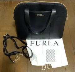 フルラ　黒ハンドバッグ　ショルダーバッグ