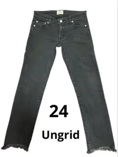 Ungrid / 24/ブラックスキニーデニム 裾フリンジ S