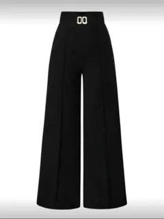 カジュアルソリッドカラー　ワイドレッグパンツ