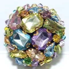 ビーズ刺繍　パステル　㉗ミリ　ヘアゴム・ブローチ