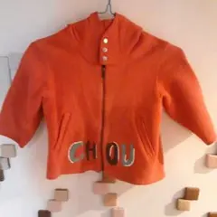 オレンジ色 フード付きトレーナー