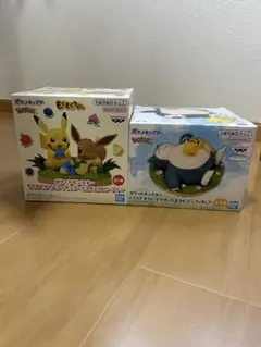フィギュア 2種セット もぐもぐ くつろぎタイムカビゴン　ピカチュウ　イーブイ