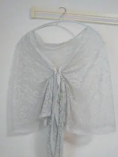 値下げ　結婚式　パール付きストール　　シルバー
