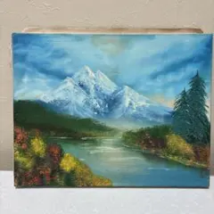 【真作】絵画　近藤晴彦　油彩3号（板絵）　渓谷の遠景　厚塗りタッチ　Y64 真作】絵画 近藤晴彦 油彩3号（板絵） 渓谷の遠景 厚塗りタッチ Y64