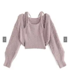 オフショルダー長袖トップス（ピンク・ホワイト）