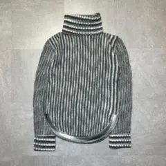 ELPORT ニット タートルネック 裾ラウンド マルチカラー ボーダー