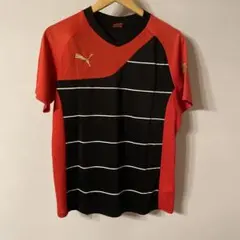 PUMA プーマ サッカー トレーニングウェア プラシャツ 半袖 M 赤 黒