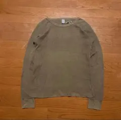 BEAMS アメリカ製 ワッフルサーマルカットソー Lサイズ カーキ 短丈 迷彩のサムネイル