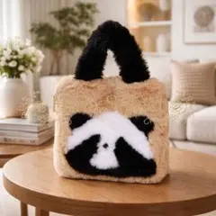 【在庫処分】パンダデザイン もこもこファーミニトート ハンドバッグ アニマル