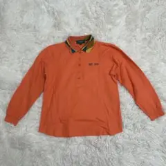 KENZO GOLF ケンゾーゴルフ　長袖ポロシャツ　オレンジ　襟チェック柄