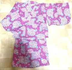 紫色花柄浴衣　コンビミニ