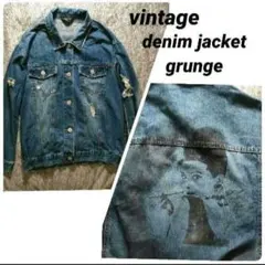 vintage デニムジャケット ダメージ加工 ペイント Ｇジャン グランジ