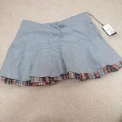新品スカート グレーとオレンジのチェック柄M〜L