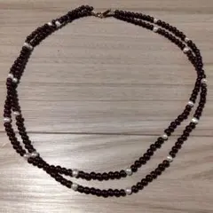 K18 パール ガーネット 2連 ネックレス