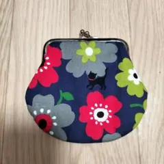 花柄がま口財布 ネイビー