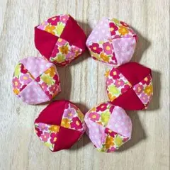 座布団型お手玉6個 　❇️北欧風花柄❇️　　ハンドメイド