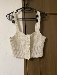 ZARA アイボリー クロップドニットベスト Sサイズ