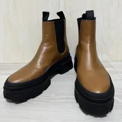 極美品　ZARA 24.5cm ブラウン サイドゴアブーツ トラックソールブーツ