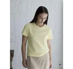 美品searoomlynn C 2FACE サークルネックTシャツ　イエローベル