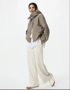 クレープジャージーストレートパンツS 丈短め