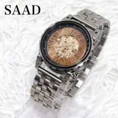 希少 SAAD サード 自動巻き スケルトン アラベスク レザー 腕時計 稼働