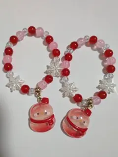 SnowMan　雪だるま　ビーズブレスレット 赤2個セット　推し活