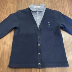 【子供】familiar カーディガン 120 ネイビー 車刺繍