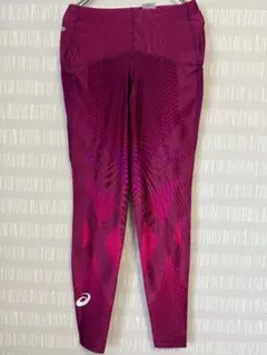 #3345 ASICS アシックス レギンス パープル グラフィック柄