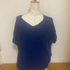 COMME CA Vネック 半袖 リブニット トップス ネイビー 9号のサムネイル