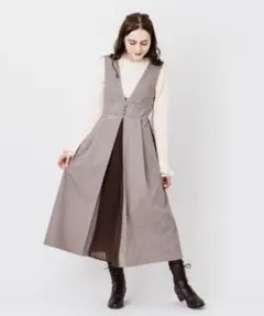 axes femme ヘリンボーン柄 ジャンパースカート