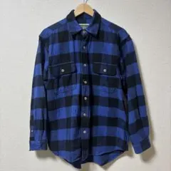 専用90s FIELD&STREAM ヘビーネルシャツ ブロックチェック 青×黒