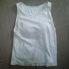 UNIQLO 白 リブ編み タンク XL ブラトップ スクエアトップ