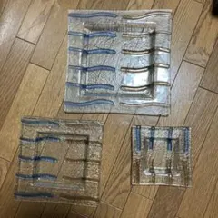 美しい色ガラスの皿セット