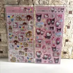 サンリオ　ラメ入り樹脂もりシール　２枚セット　平成　ギャル　キティ　ヘイセイ