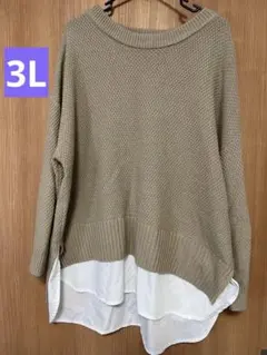 dearful プチプラのあや　しまむら　トップス　冬　ニット　シャツ　3L