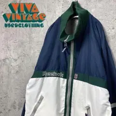 レア90s【古着】リーボック 刺繍ナイロンジャケット メンズ2XL