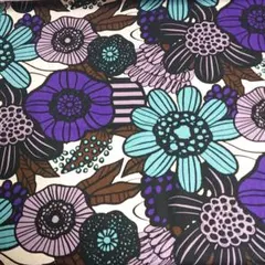 大きな花柄の生地 ☆ 紫