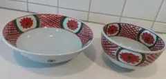 有田焼　源右衛門窯　赤絵菊絵 　飯椀&中鉢のサムネイル