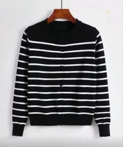 ストライプニットカーディガン