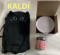 KALDI 2024ネコの日 紅茶+ ケーキスタンド+ニャップザック3点セット