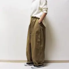美品☆HARVESTYハーベスティサーカスパンツ日本製カーキベージュsize0