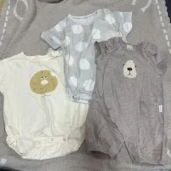 ロンパース3点セット（アイボリー・グレー）