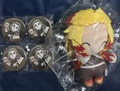 鬼滅の刃　煉獄杏寿郎　缶バッジ　ゆらふわ　お楽しみくじ　ゆらふわぬいぐるみ