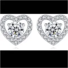 レディースハートピアス高級キュービックジルコニア 金属アレルギー対応