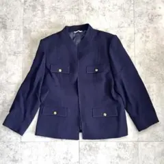 90's vintage ノーカラージャケット ネイビー 昭和レトロ 金ボタンのサムネイル