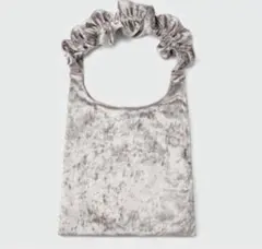 【8月末迄】GU ジーユー ベロアフリルハンドルバッグ シルバー新品未使用