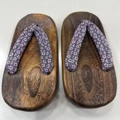 【新品未使用】下駄 紫 パープル 花柄 フリーサイズ