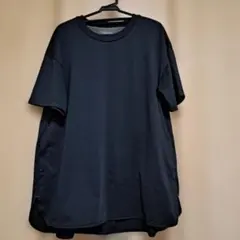 ブラック 半袖 チュニック バックメッシュ切替　Lサイズ