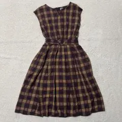 アンデミュウ ノースリーブワンピース チェック柄 美品 ロングワンピース